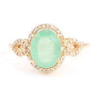 2.09 Ct Oval Mixed Cut Natural Beryl Emerald 14K Gold Ring