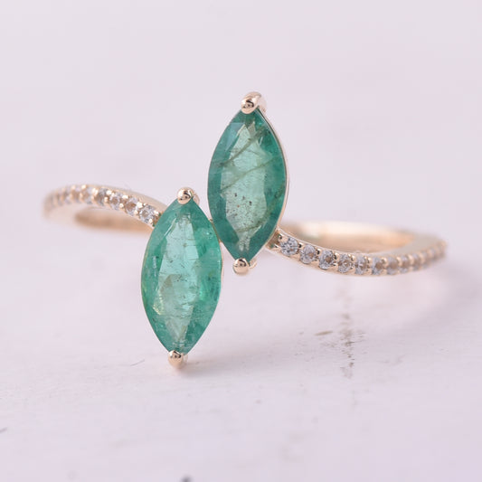 1.08 Ct Marquise Emerald 9K Gold Ring