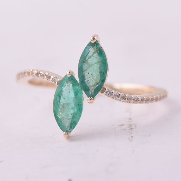 1.08 Ct Marquise Emerald 9K Gold Ring