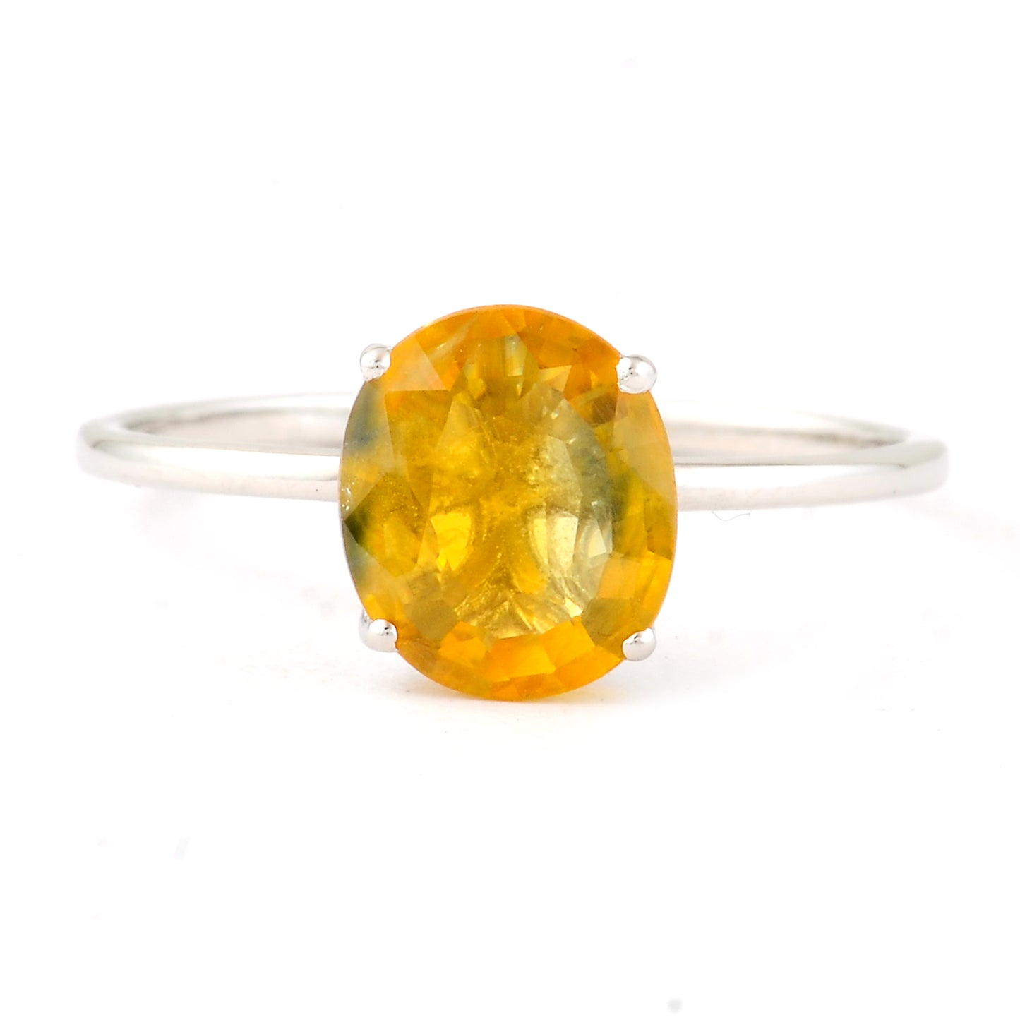 1.95 Ct Oval Mixed Cut Natural Yellow Sapphire 950 Platinum Ring