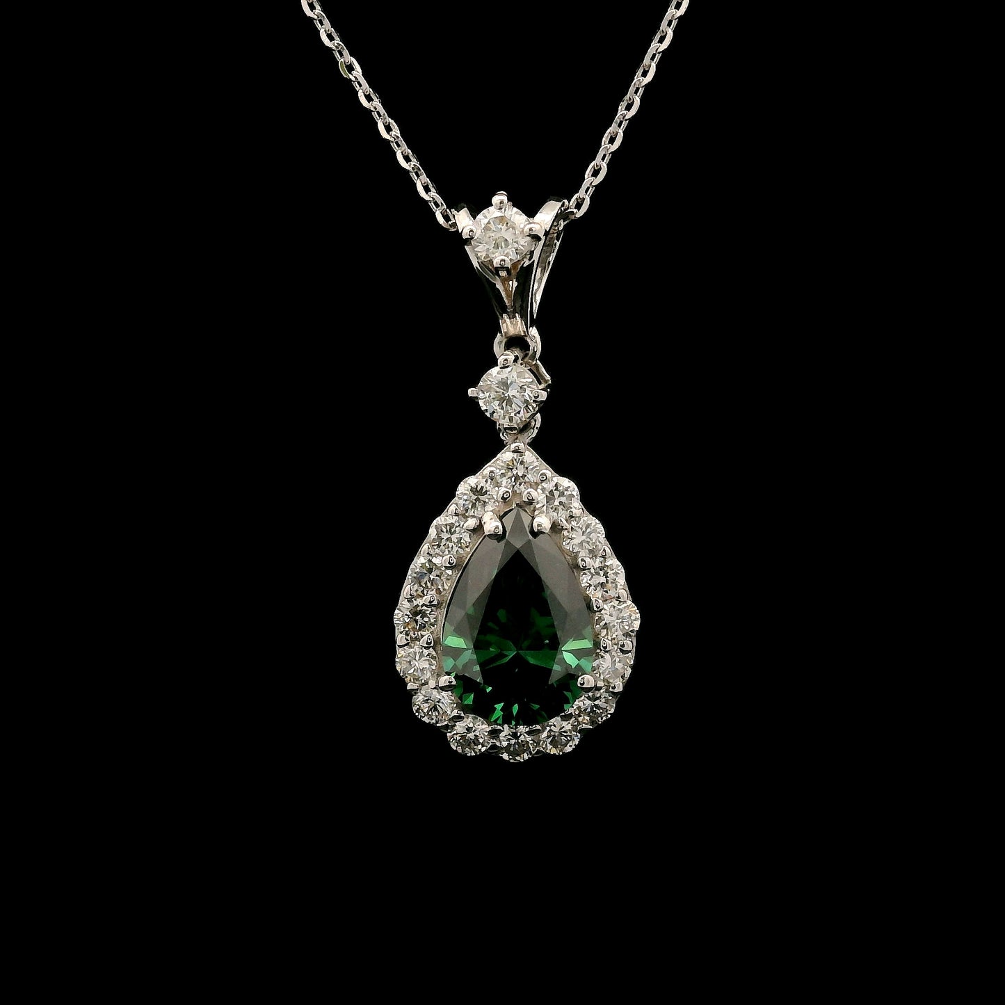 2.09 Carats Green Lab Grown Diamond 14K Gold Pendant