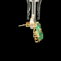 2.01 Ct Pear Emerald 14K Gold Earrings