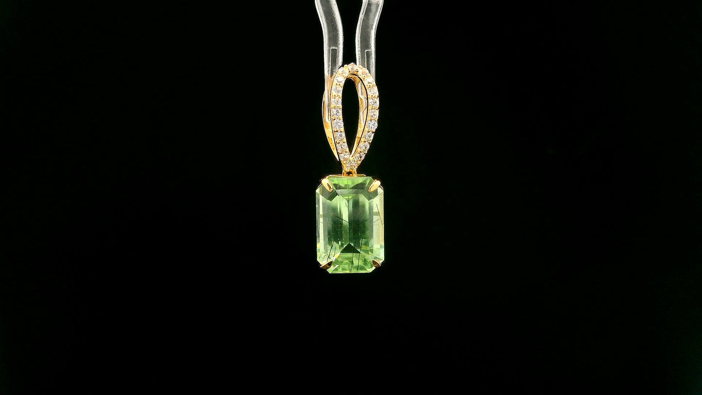 5.12 Ct Octagon Peridot 14K Gold Pendant