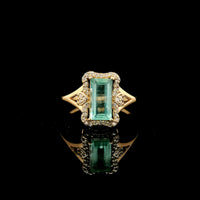 1.27 Ct Rectangle Step Cut Natural Emerald 14K Gold Ring