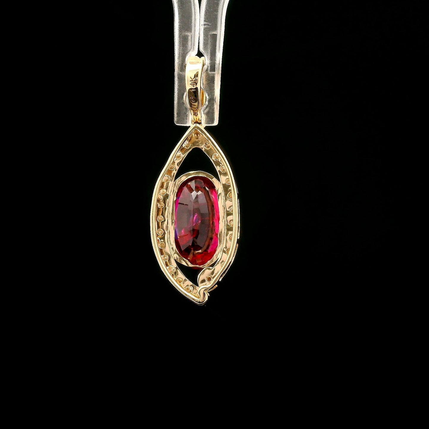 2.40 Ct Oval Mixed Cut Lab Grown Ruby 14K Gold Pendant