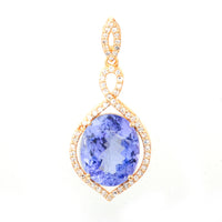 4.21 Ct Oval Mixed Cut Natural Tanzanite 14K Gold Pendant