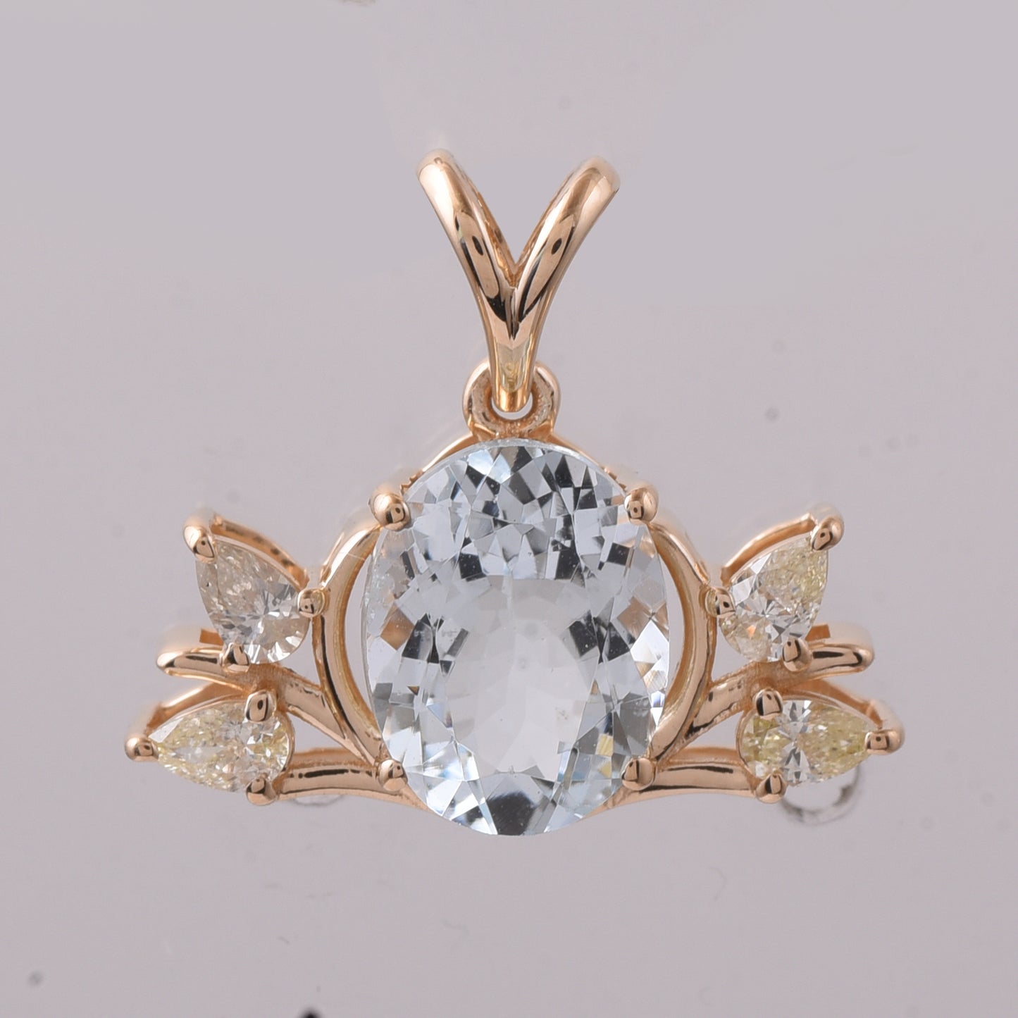2.16 Ct Oval Mixed Cut Natural Aquamarine 14K Gold Pendant