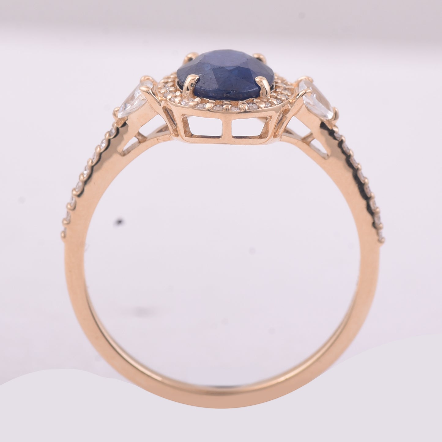 1.88 Ct Oval Mixed Cut Natural Sapphire 14K Gold Ring