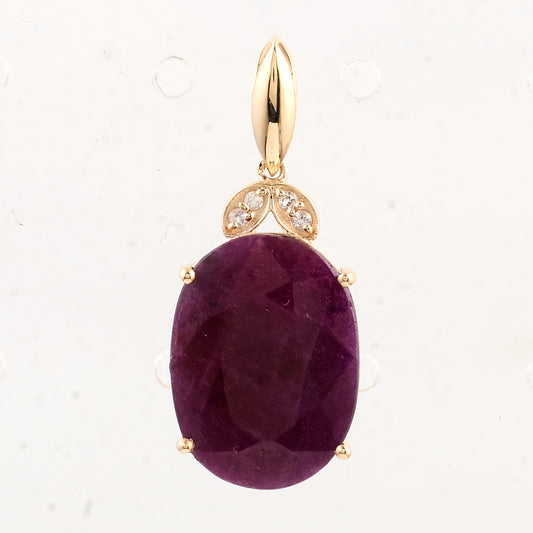 9.06 Ct Oval Ruby 14K Gold Pendant