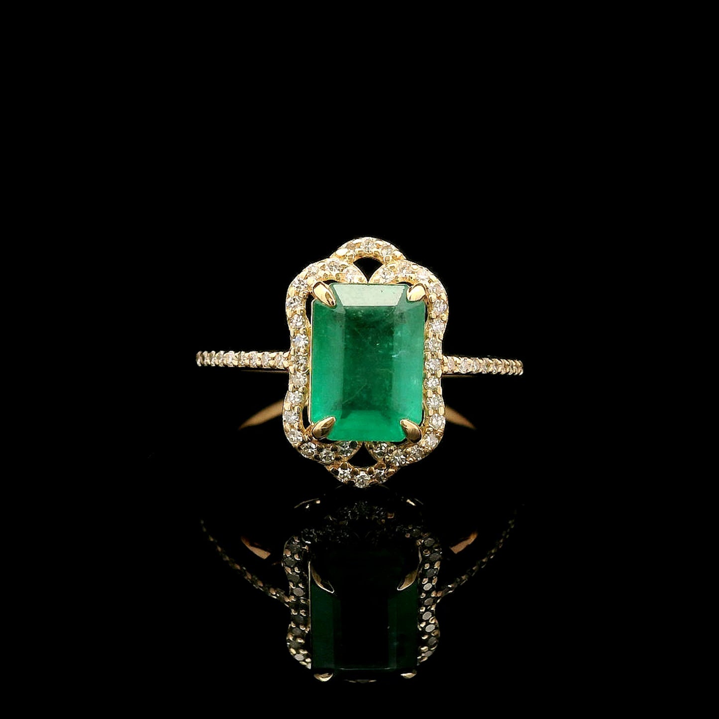2.23 Ct Octagon Step Cut Natural Emerald 14K Gold Ring
