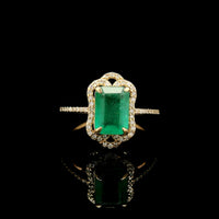 2.23 Ct Octagon Step Cut Natural Emerald 14K Gold Ring