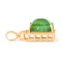 4.68 Ct Cushion Cabochon Cut Natural Tourmaline 14K Gold Pendant