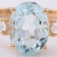 1.52 Ct Oval Natural Aquamarine 14K Gold Ring