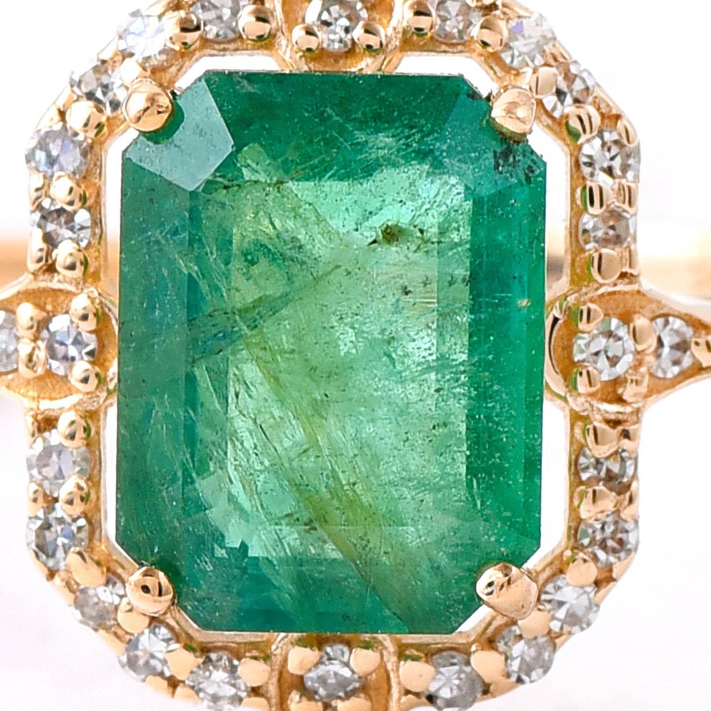 1.63 Ct Octagon Step Cut Natural Emerald 14K Gold Ring