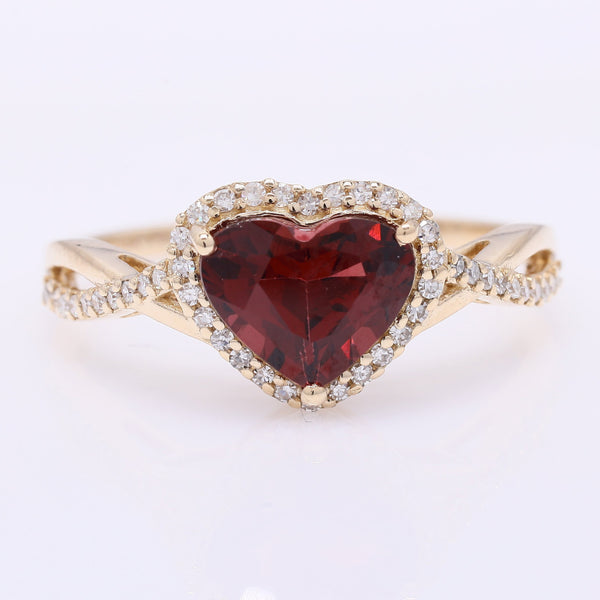 1.78 Ct Heart Mixed Cut Natural Garnet 14K Gold Ring