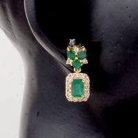 2.22 Ct Octagon Emerald 14K Gold Earrings