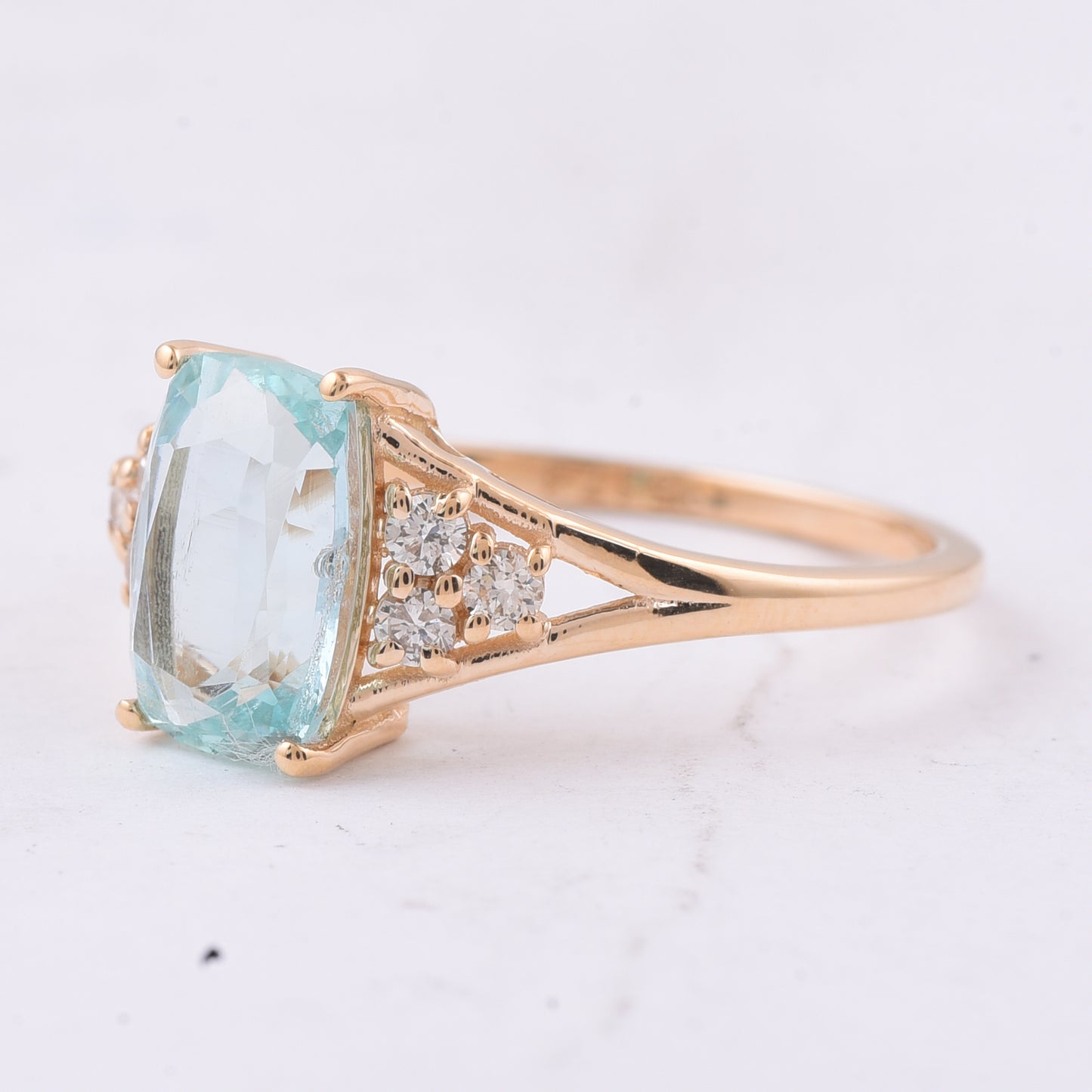 1.79 Ct Cushion Natural Green Beryl 14K Gold Ring