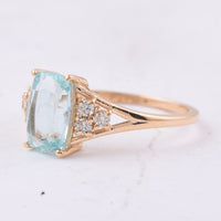 1.79 Ct Cushion Natural Green Beryl 14K Gold Ring