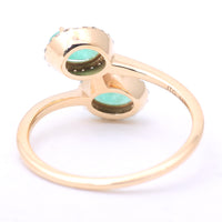 0.98 Ct Oval Mixed Cut Natural Emerald 14K Gold Ring