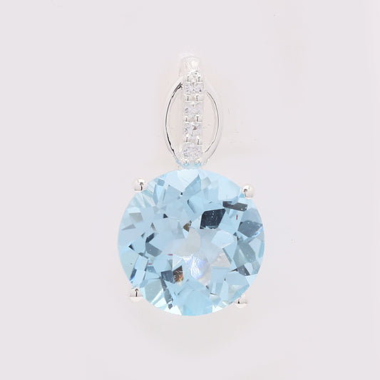 4.22 Ct Round Blue Topaz 925 Silver Pendant
