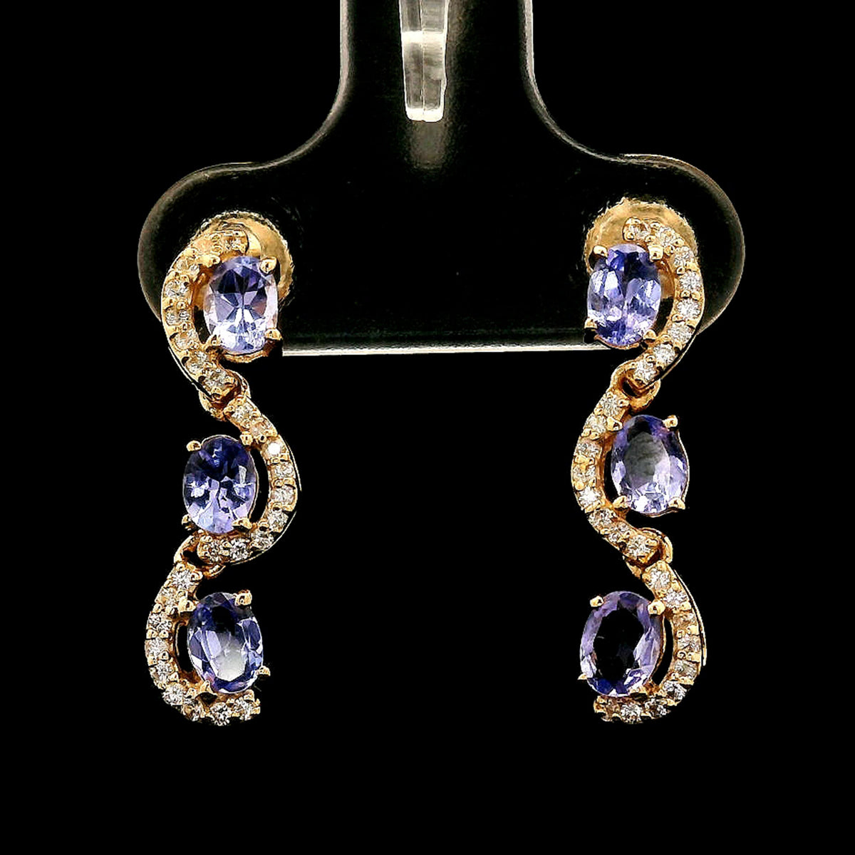 1.05 Ct Oval Tanzanite 14K Gold Earrings