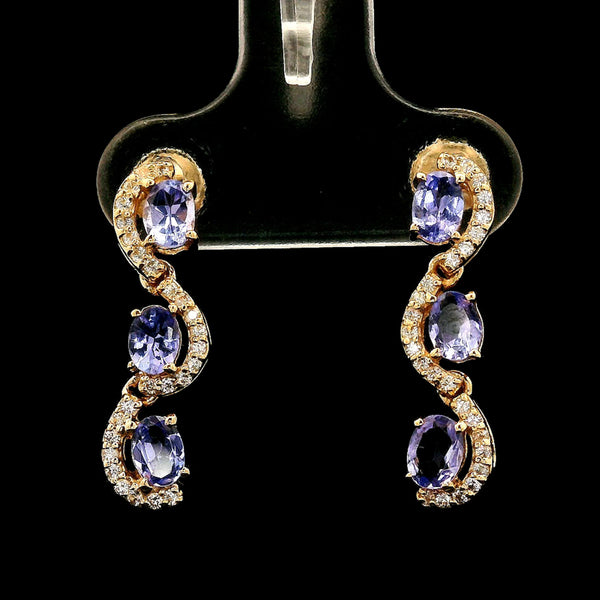 1.05 Ct Oval Tanzanite 14K Gold Earrings