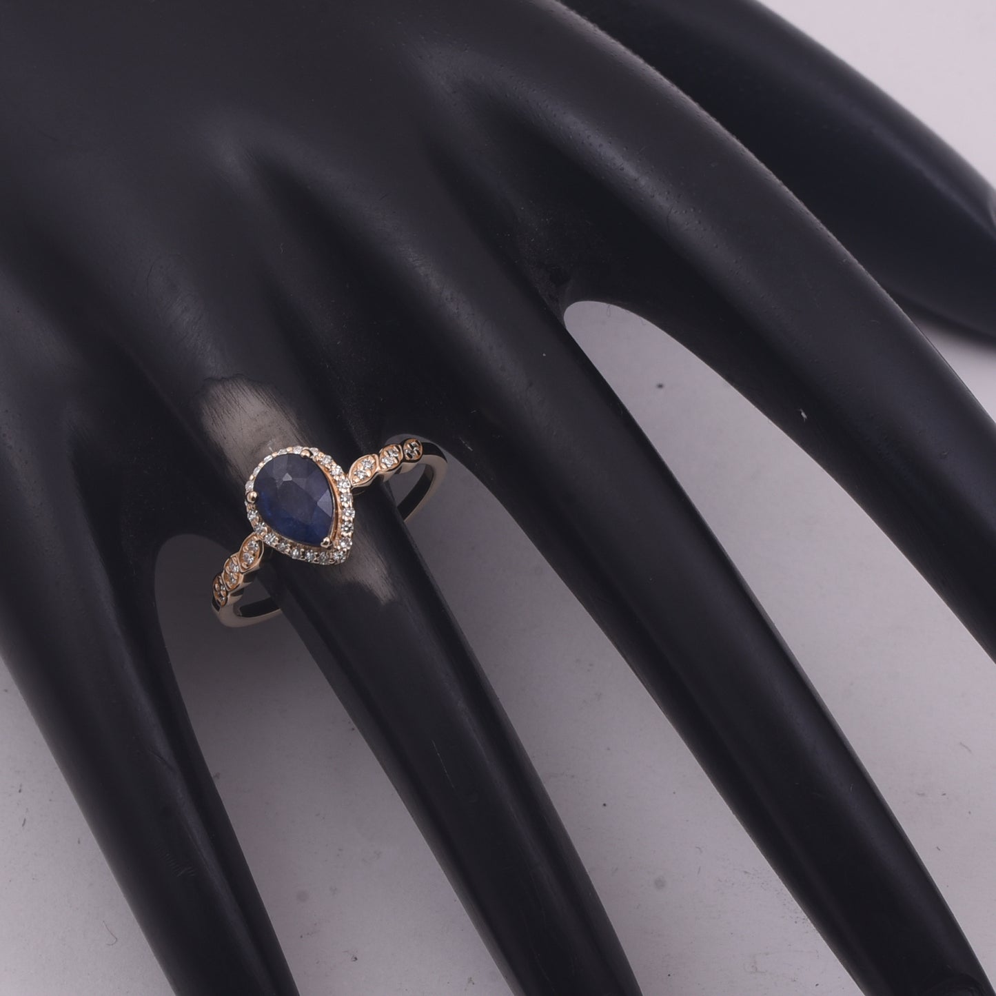 1.44 Ct Pear Mixed Cut Natural Sapphire 14K Gold Ring