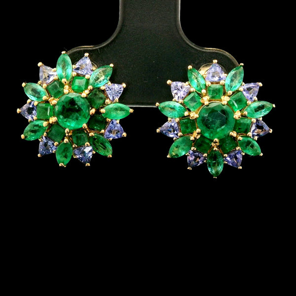 3.19 Ct Round Emerald 14K Gold Earrings