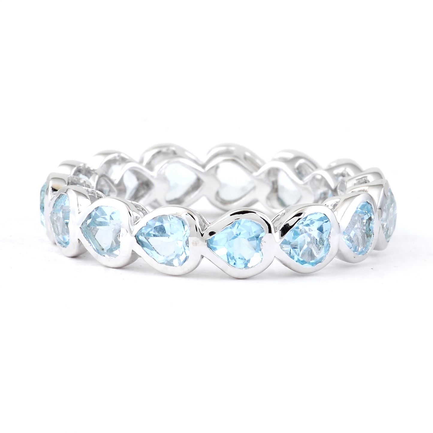 4.44 Ct Heart Blue Topaz 925 Sterling Silver Ring