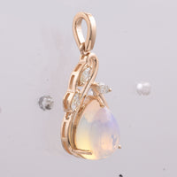 2.30 Ct Pear Cabochon Natural Opal 14K Gold Pendant