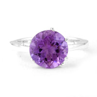 3.46 Ct Round Amethyst 925 Sterling Silver Ring