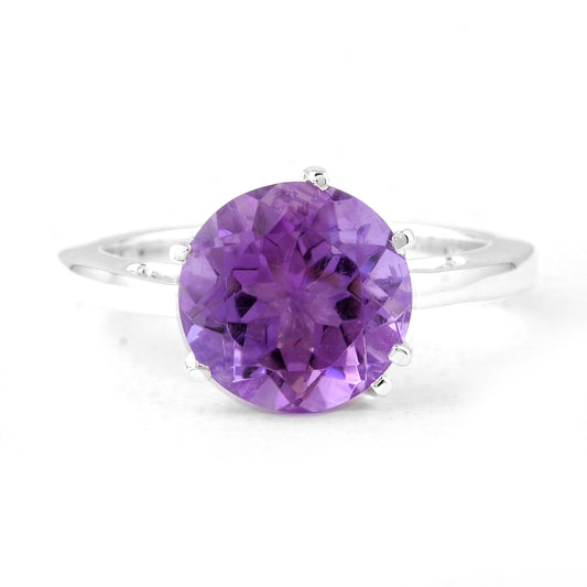3.46 Ct Round Amethyst 925 Sterling Silver Ring