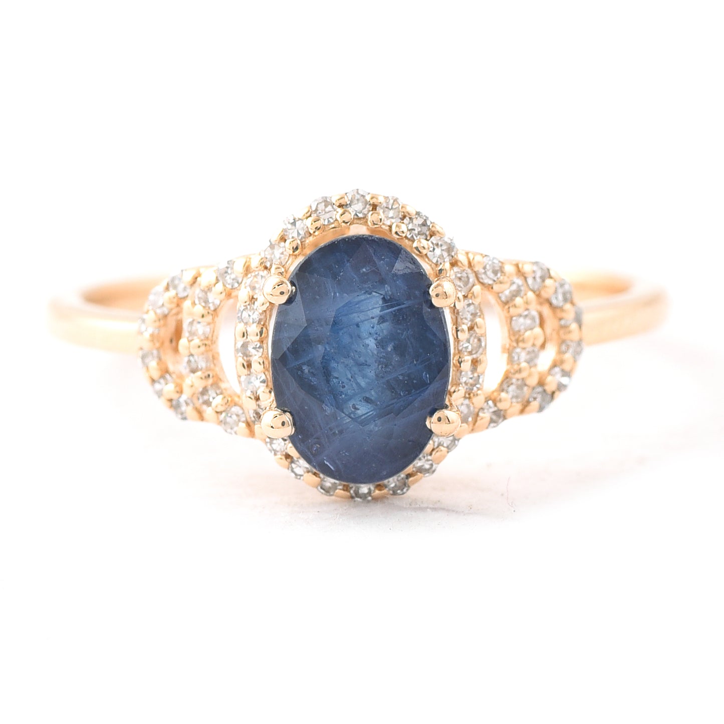 1.60 Ct Oval Mixed Cut Natural Sapphire 14K Gold Ring
