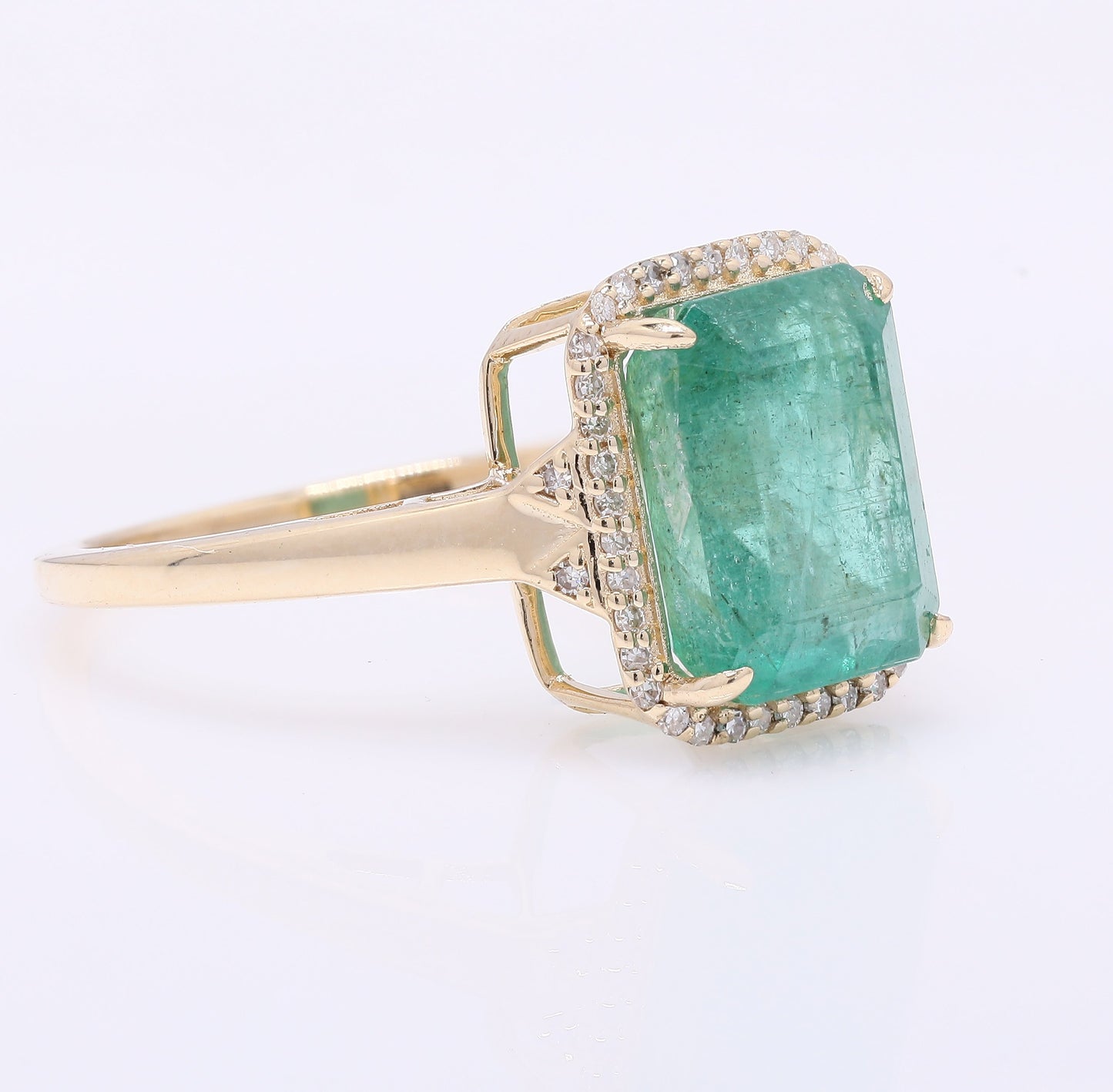 4.26 Ct Octagon Step Cut Natural Emerald 14K Gold Ring