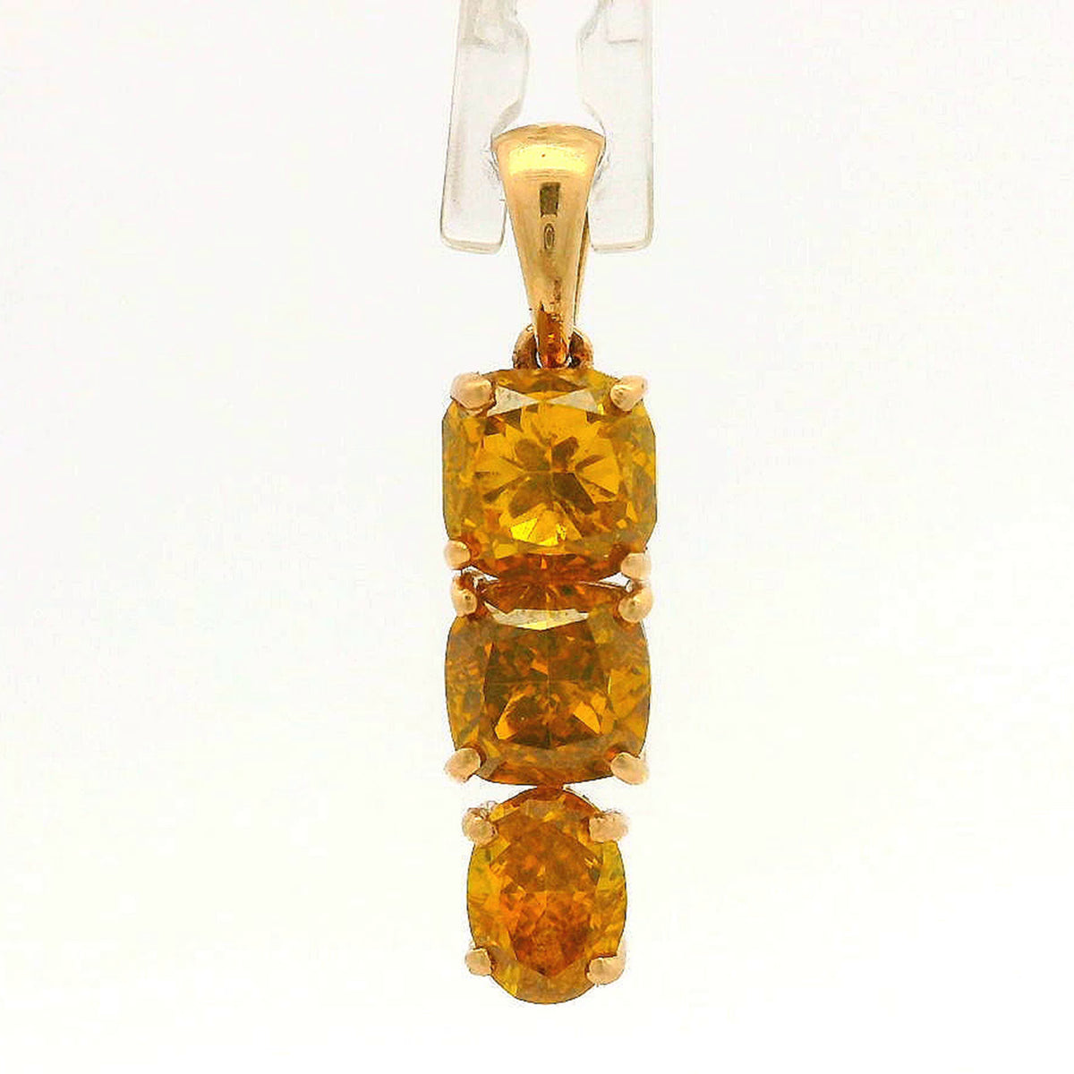 2.13 Ct Cushion Yellow Diamond 14K Gold Pendant