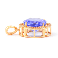 5.28 Ct Round Mixed Cut Natural Tanzanite 14K Gold Pendant