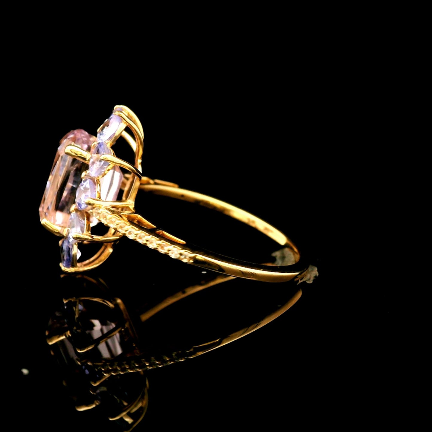 5.23 Ct Cushion Kunzite 14K Gold Ring