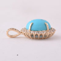 3.46 Ct Oval Turquoise 9K Gold Pendant