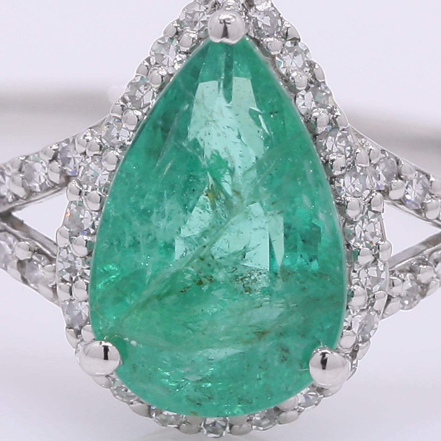 1.45 Ct Pear Mixed Cut Natural Emerald 950 Platinum Ring