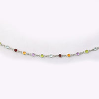 23.73 Ct Round Garnet, Peridot, Blue Topaz, Citrine, Amethyst 925 Sterling Silver Necklace