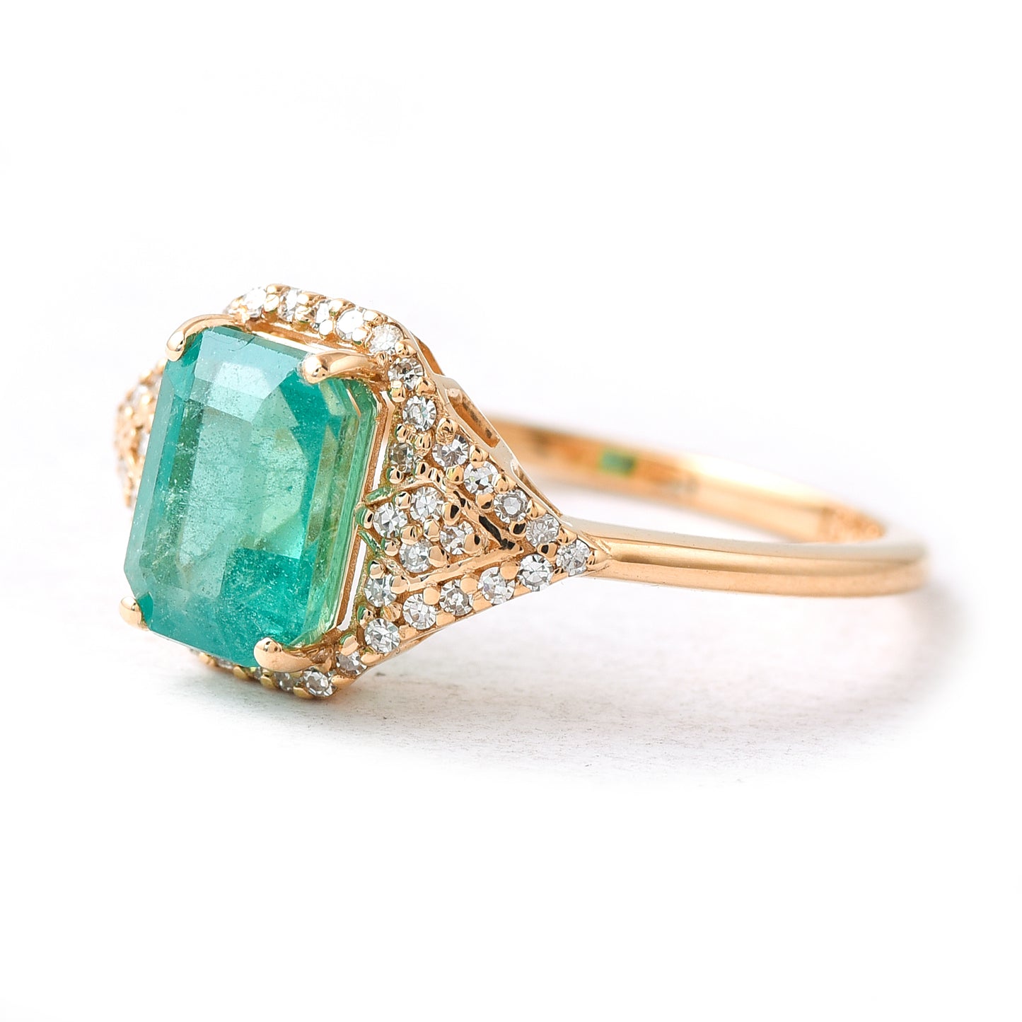 1.93 Ct Octagon Step Cut Natural Emerald 14K Gold Ring