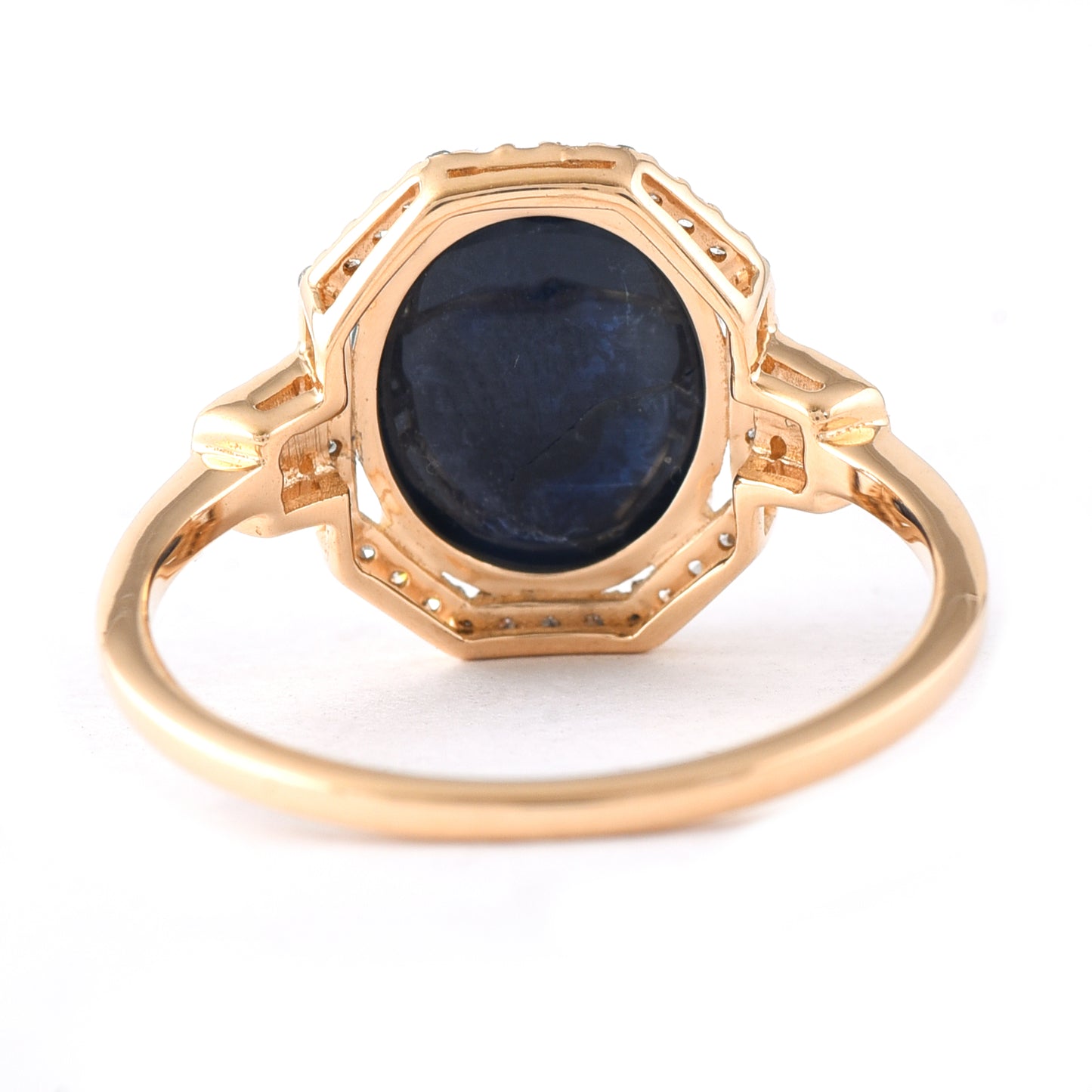 4.75 Ct Oval Cabochon Cut Natural Sapphire 14K Gold Ring
