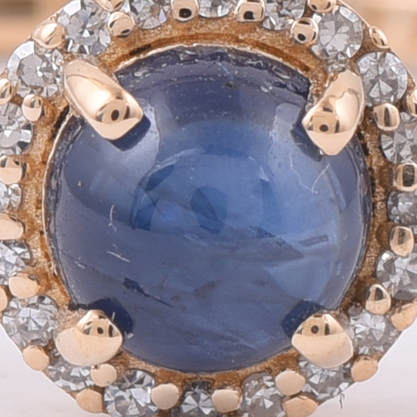 0.96 Ct Round Cabochon Cut Natural Sapphire 14K Gold Ring