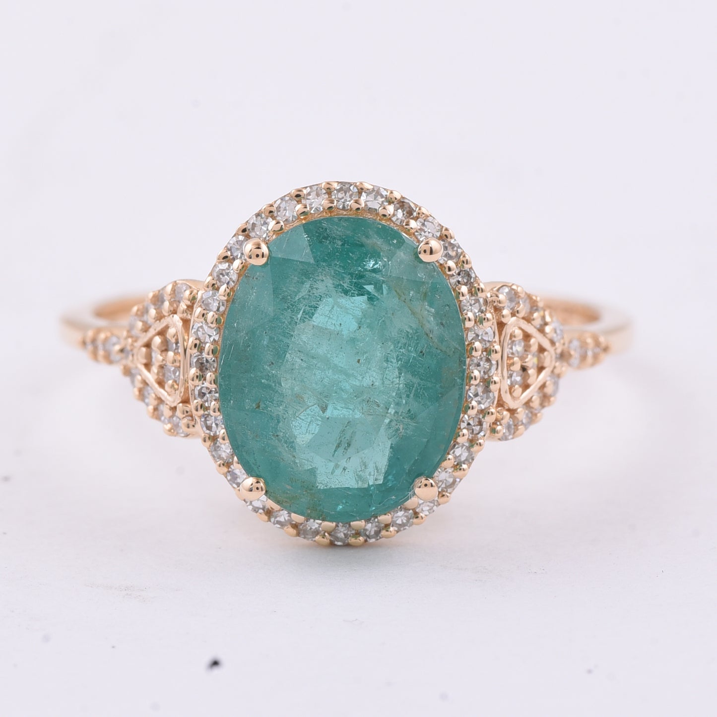 3.07 Ct Oval Natural Emerald 14K Gold Ring