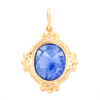 4.54 Ct Oval Mixed Cut Natural Sapphire 14K Gold Pendant