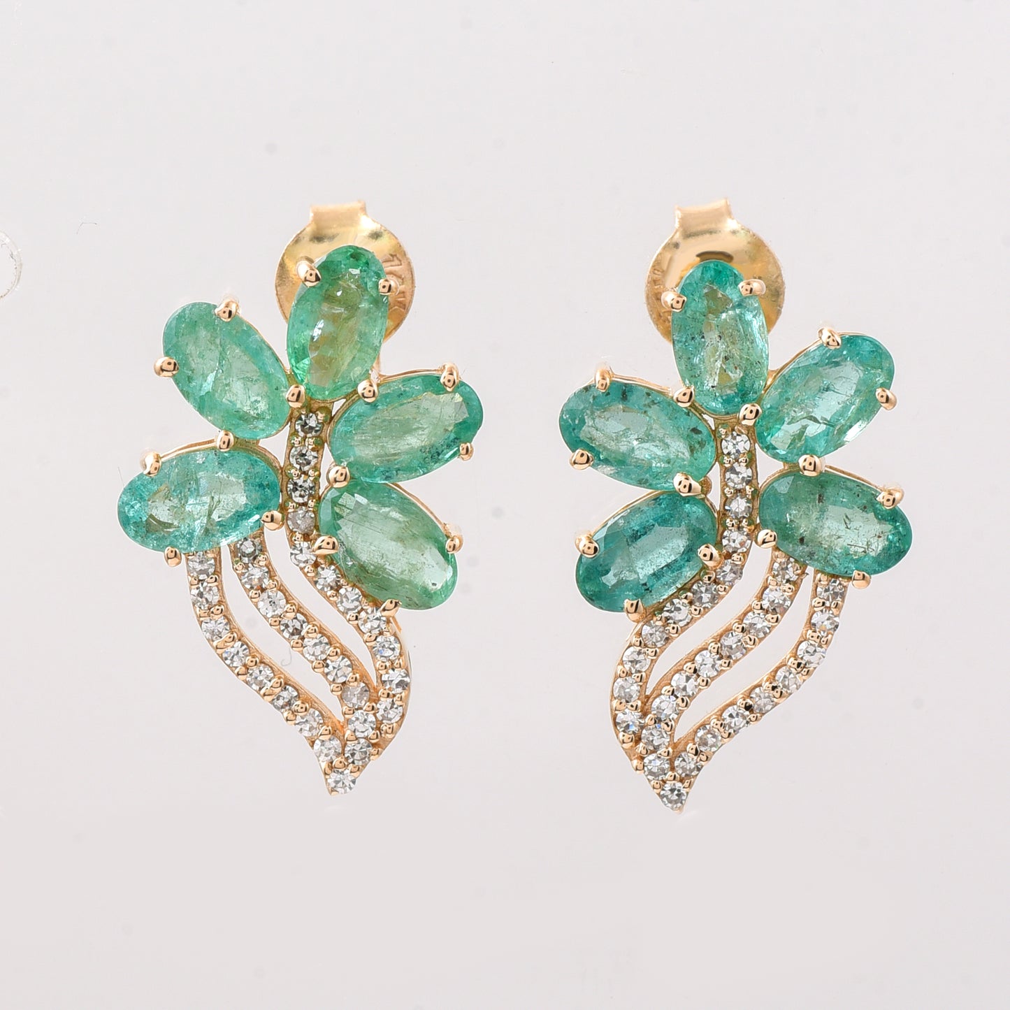 2.36 Ct Oval Emerald 14K Gold Earrings