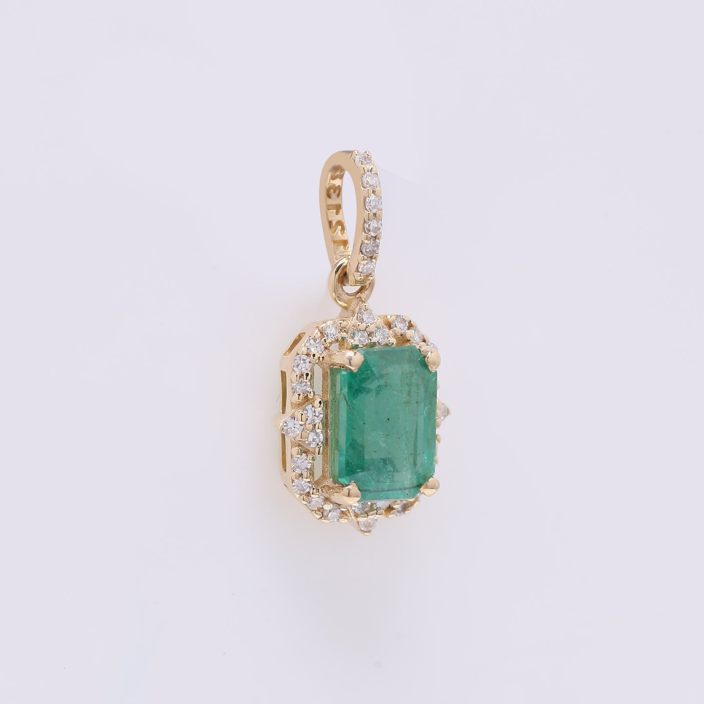 1.15 Ct Octagon Step Cut Natural Emerald 14K Gold Pendant