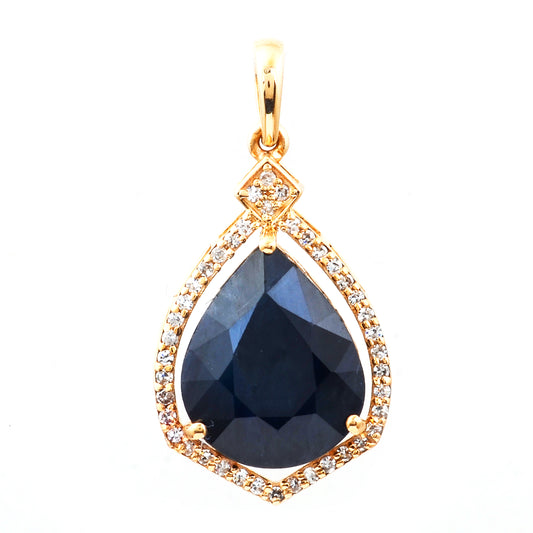 5.23 Ct Pear Natural Sapphire 14K Gold Pendant