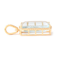 7.36 Ct Cushion Mixed Cut Natural Aquamarine 14K Gold Pendant