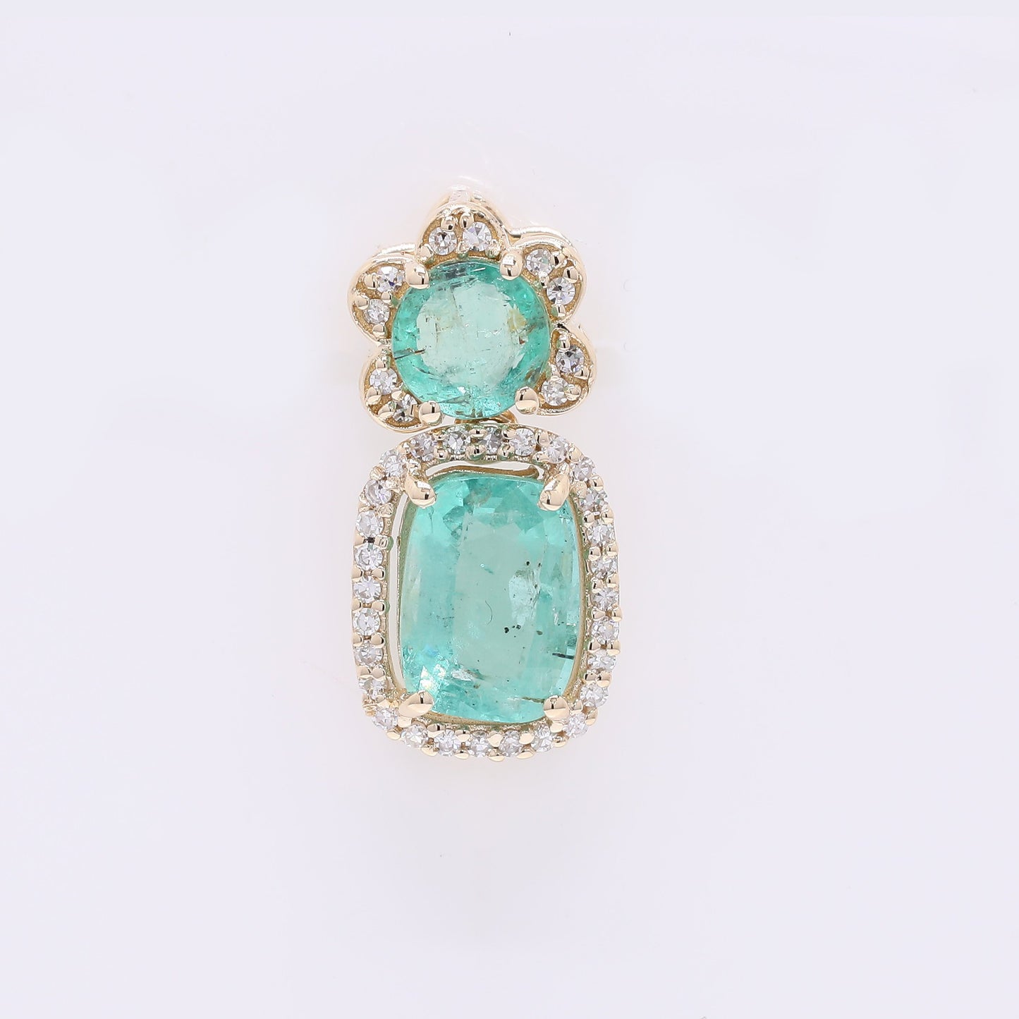 1.90 Ct Cushion Mixed Cut Natural Emerald 14K Gold Pendant